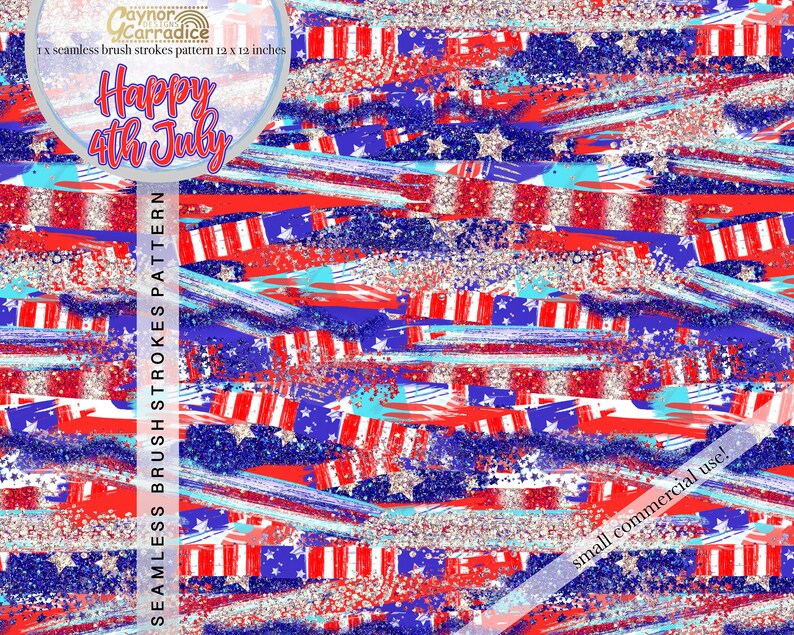 4th of July Brush Strokes Digital Paper 1 X Independence Day Etsy