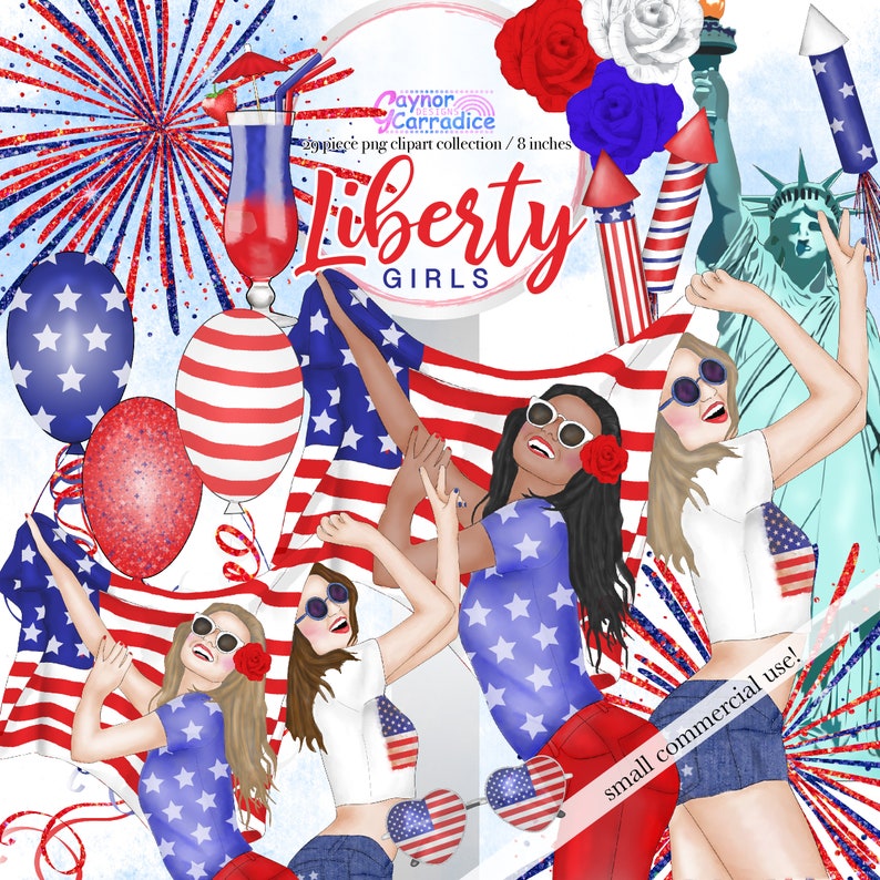 4th July watercolor clipart Independence Day clip art