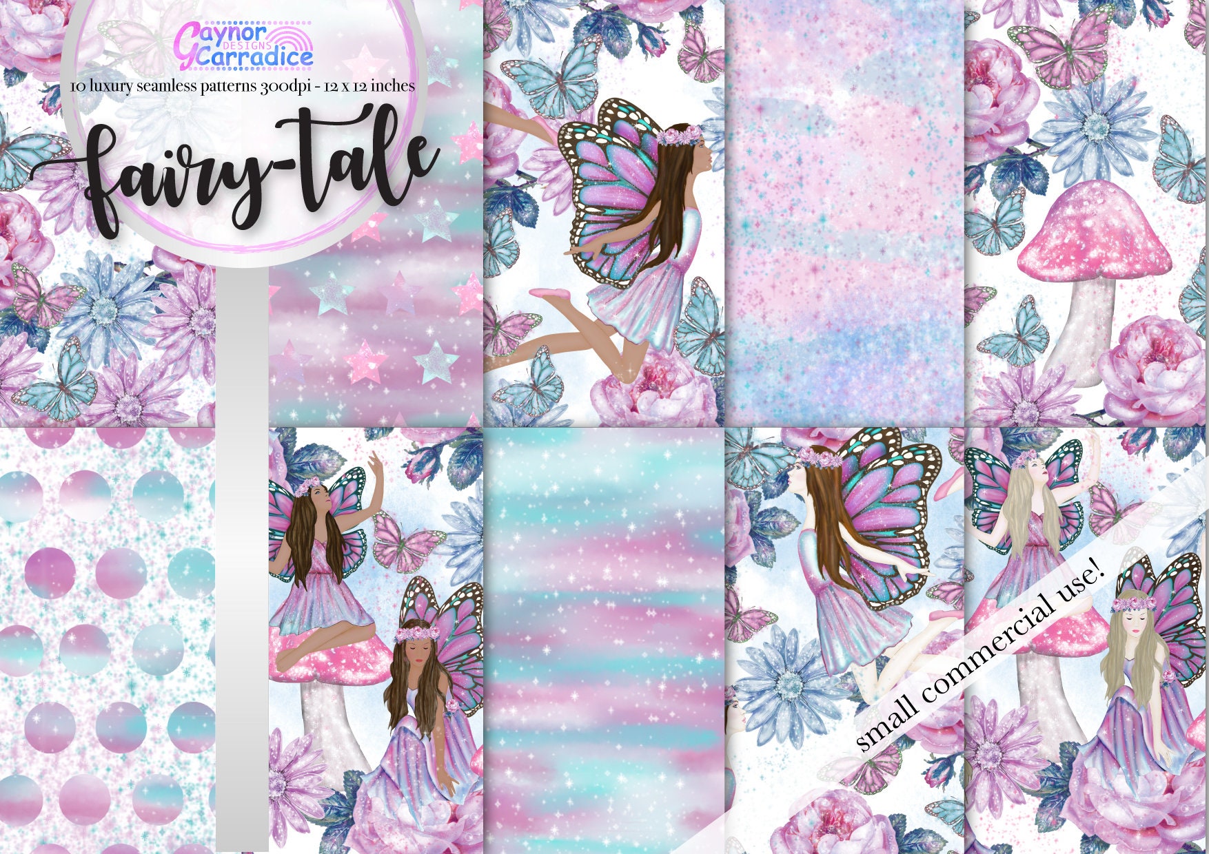 Fairy Digital Paper Watercolor Fairies Seamless Pattern Spring Faeries ...