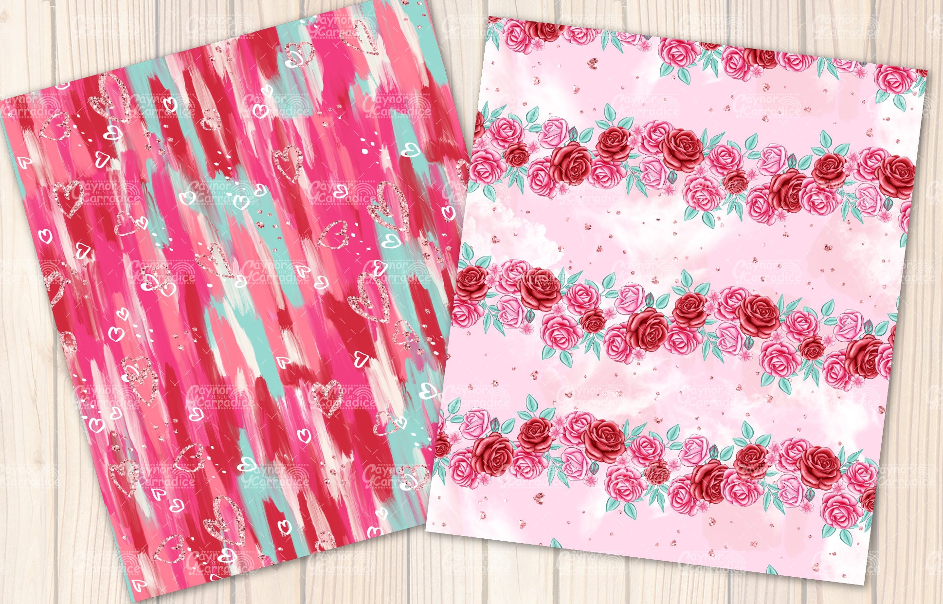 Valentines Day Digital Papers - 12 Watercolor Valentine's Seamless ...