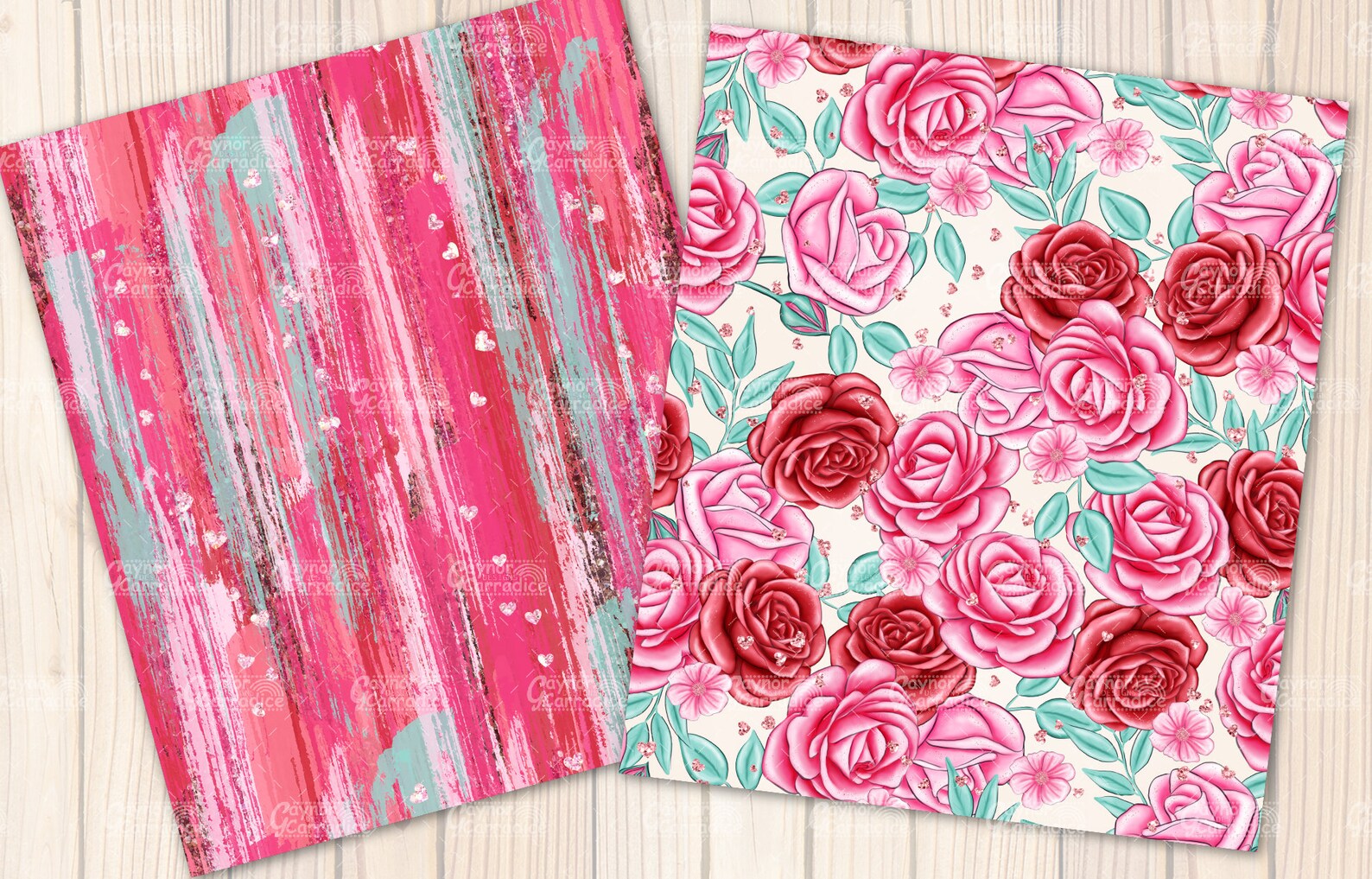 Valentines Day Digital Papers - 12 Watercolor Valentine's Seamless ...