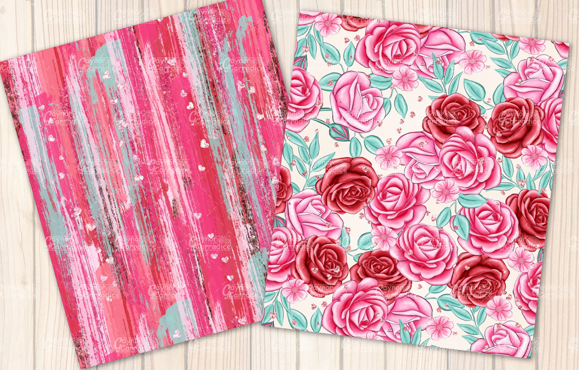 Valentines Day Digital Papers - 12 Watercolor Valentine's Seamless ...