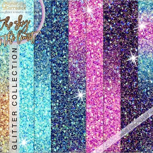 Ruimte glitter digitale papers - roze, goud, cyaan, paars ombre glitter naadloze patronen, Glam planner stickers, Nieuwjaar achtergronden