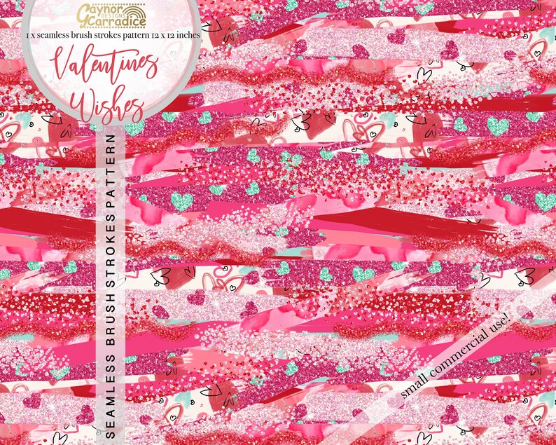 Download Valentines brush strokes digital paper 1 x glitter ...