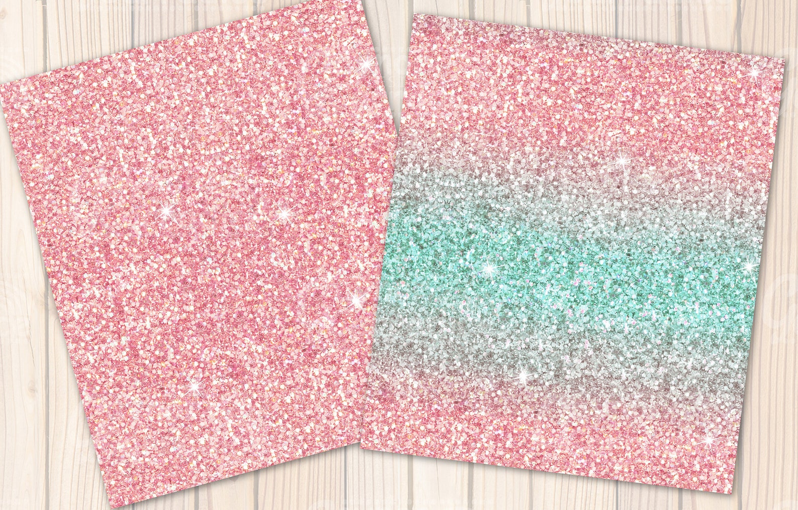 Pastel Glitter Digital Papers - Rainbow Ombre Glitter Seamless Patterns ...