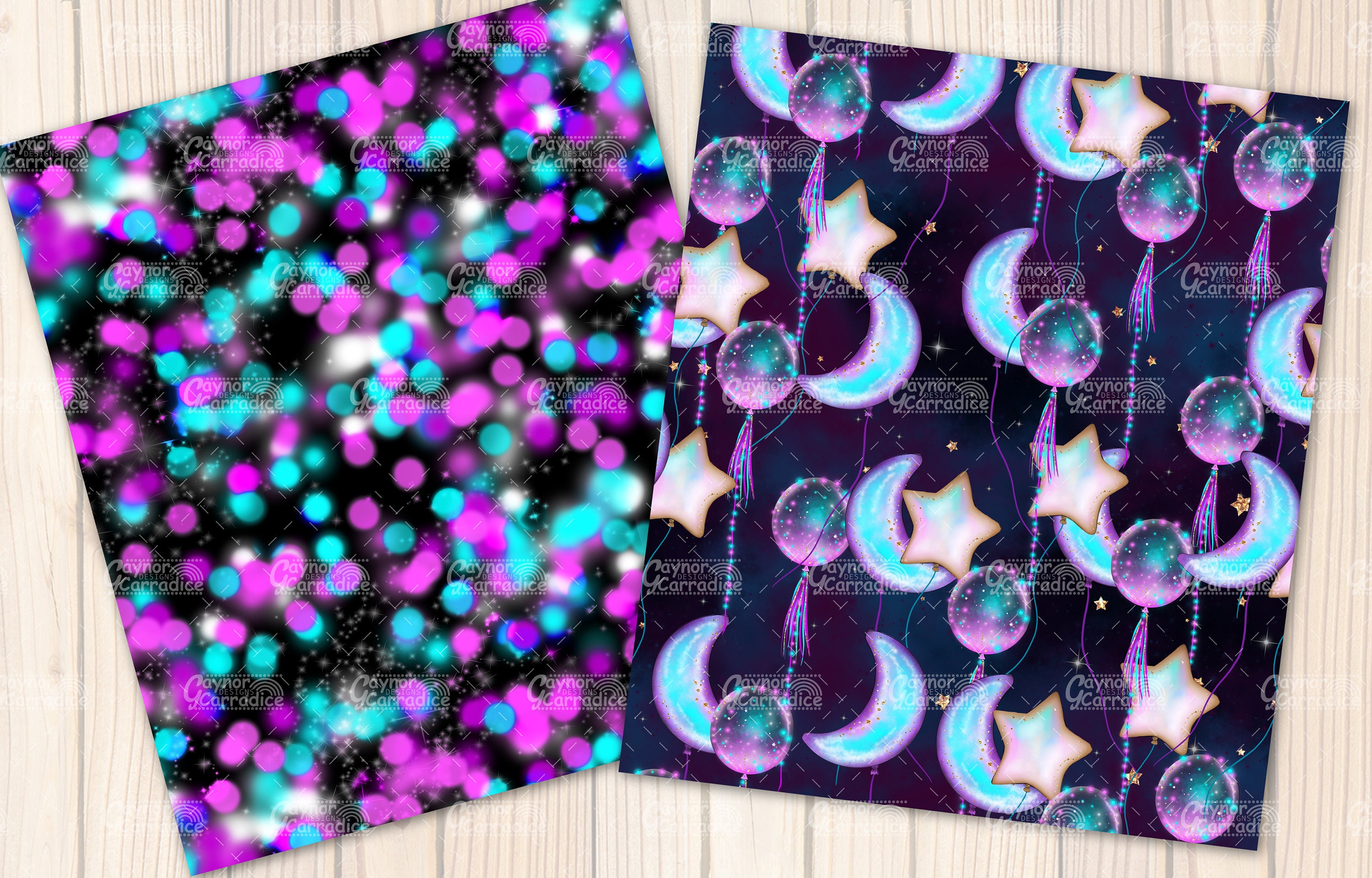New Year Digital Papers - 12 Watercolor Space Seamless Patterns, Galaxy ...