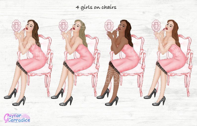 Makeup clipart Fashion clip art Beauty blogger girly planner stickers graphics Illustration png Watercolor Dressing room scene Blush image 2