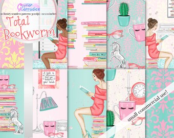 book fashion digital paper, book lover digital paper, girl boss digital paper, planner fashion digital paper, fashion paper, planner paper