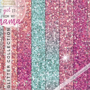 Papéis digitais com glitter para o dia das mães - padrões sem costura rosa, menta, ouro rosa ombre glitter - adesivos de planejador Glam - fundo de lantejoulas de festa