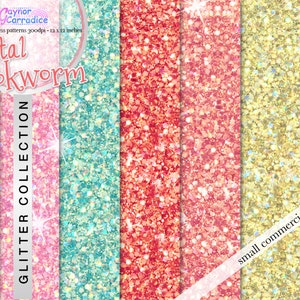 Glitter digital paper Glitter seamless patterns Sequin backgrounds Glam planner stickers Pink Green Coral Fashion Total Bookworm palette image 1