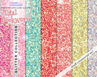 Glitter digital paper Glitter seamless patterns Sequin backgrounds Glam planner stickers Pink Green Coral Fashion Total Bookworm palette