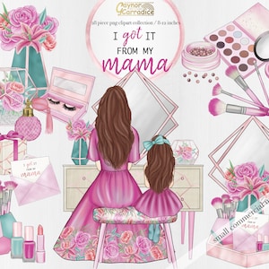 Mothers day clipart - 28 piece fashion planner clip art - watercolor makeup graphics - beauty and dressing room printable art - 300dpi png