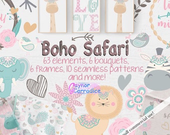 Baby animals clipart Safari animals clipart, jungle animals clipart, cute animals clipart, safari nursery decor, commercial use clipart