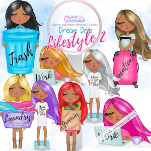 cute girl planner clipart - African american task graphics, printable stickers, vacation, weigh in, laundry, trash day, groceries reminders