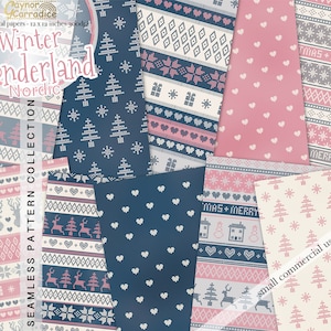 10 Nordic winter digital papers, winter seamless patterns, Christmas backdrops, Scandinavian backgrounds, planner graphics, cosy paper