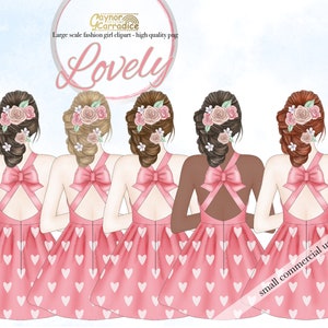 Valentines clipart - extra fashion girl illustrations - watercolor clip art - romantic planner graphics - for dash boards, sticker, wall art