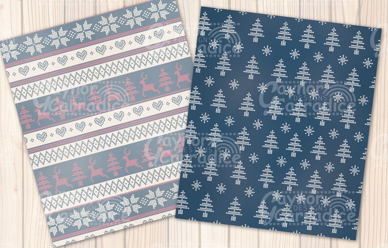10 Nordic Winter Digital Papers Winter Seamless Patterns | Etsy