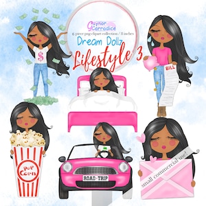 African american clipart Black hair girl clip art Planner stickers graphics Daily tasks Payday Bills printable Cute fashion Chibi Digital