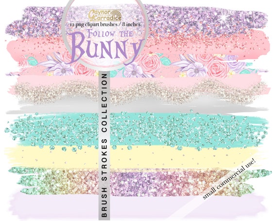Download Pastel Brush Strokes Clipart Rainbow Glitter Paint Strokes Etsy