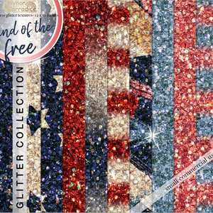 4th of July glitter digital papers - red, white and blue ombre glitter seamless patterns - Glam planner stickers - sequin backgrounds