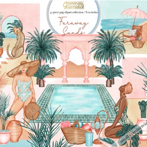 Faraway sands - 47 piece summer clipart - tropical planner clipart - beach png graphics - desert abstract clipart - modern planner artwork