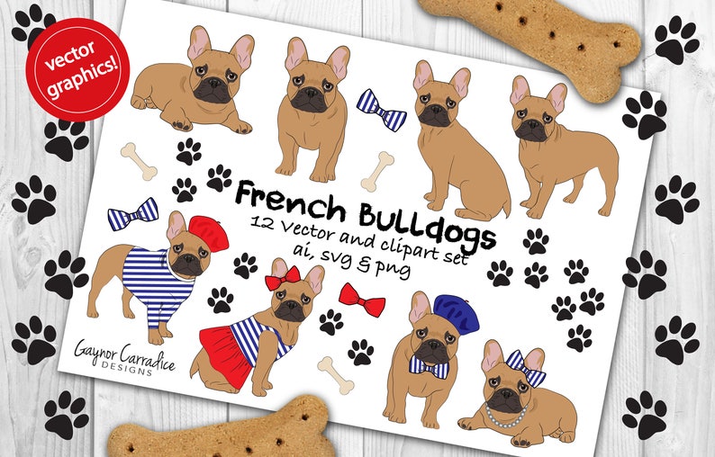 French Bulldog Clipart French Bulldog Vectors Frenchie Etsy