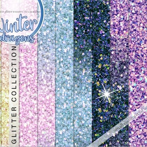 Winter glitter digital papers - purple, pink, blue, teal, yellow ombre glitter seamless patterns, Glam planner stickers, rainbow backgrounds