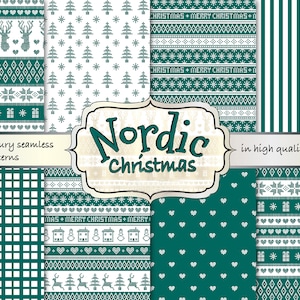 Scandinavian digital paper, Christmas seamless pattern, Christmas digital paper, fair isle digital paper, fair isle seamless pattern