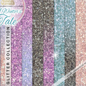 Papeles digitales de purpurina de invierno en lila, melocotón y azul - 10 Ombre brillan con patrones sin costuras - fondos de lentejuelas - fondos de fiesta