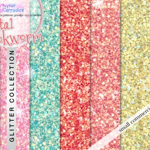 Glitter digital paper Glitter seamless patterns Sequin backgrounds Glam planner stickers Pink Green Coral Fashion Total Bookworm palette image 8