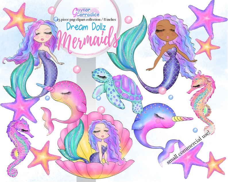 Download Cute mermaids clipart Watercolor dolls clip art Planner | Etsy
