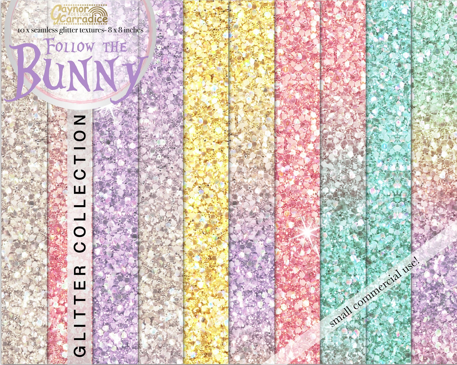 Pastel Glitter Digital Papers - Rainbow Ombre Glitter Seamless Patterns ...