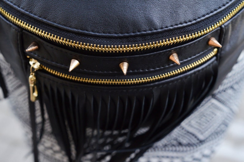 black tassel bum bag