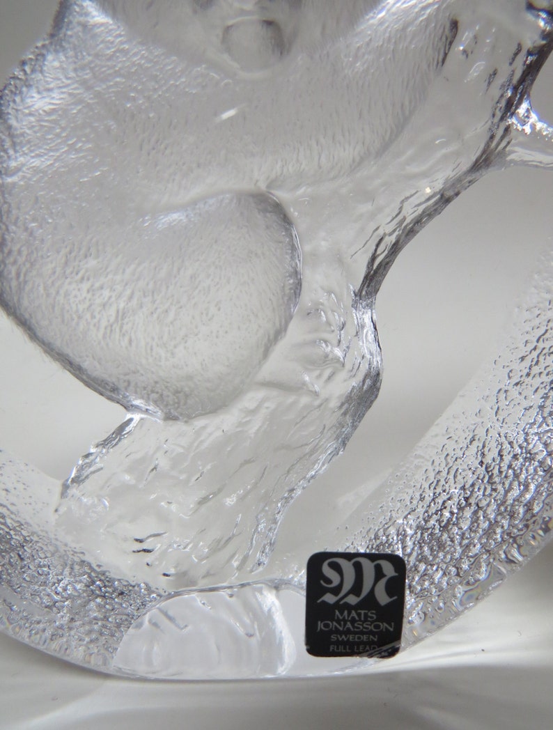 Mats Jonasson Signed Full Lead Crystal Paperweight Large Etsy