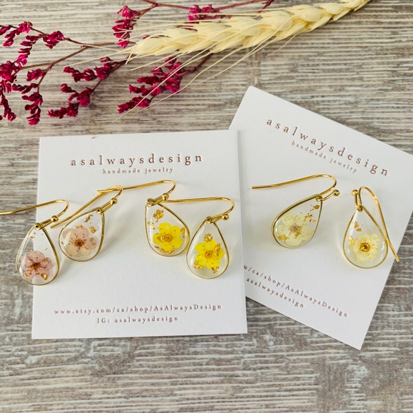 Handmade earring, Floral earrings, handmade earrings, Resin Earrings, Real Flower Earrings, Earring gift, dried flower earrings
