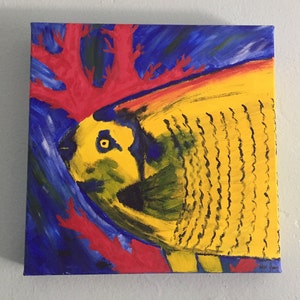 Florida’s Finest Parrot Fish acrylic 12x12 original canvas painting