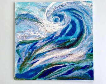 Stunning Abstract Seascapes. Uk Printed Cards from Original Hand Felted Textile Designs.