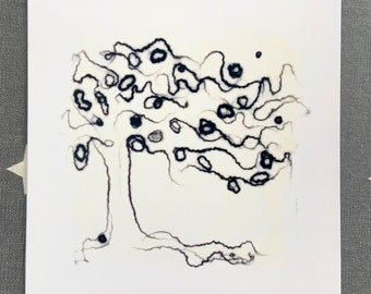 Mono Tree Printed Card, from an Original Hand Felted Textile Design.