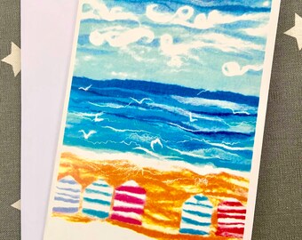 Seaview Greetings Card. Beautifully Printed Cards From Original Hand Felted Art Work.