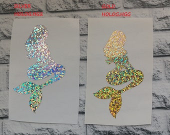 Mermaid Decal, Mermaid Car window sticker.  RTIC YETI vinyl decal. Holographic glitter decal. Laptop sticker. Beach life. Aloha Beaches.