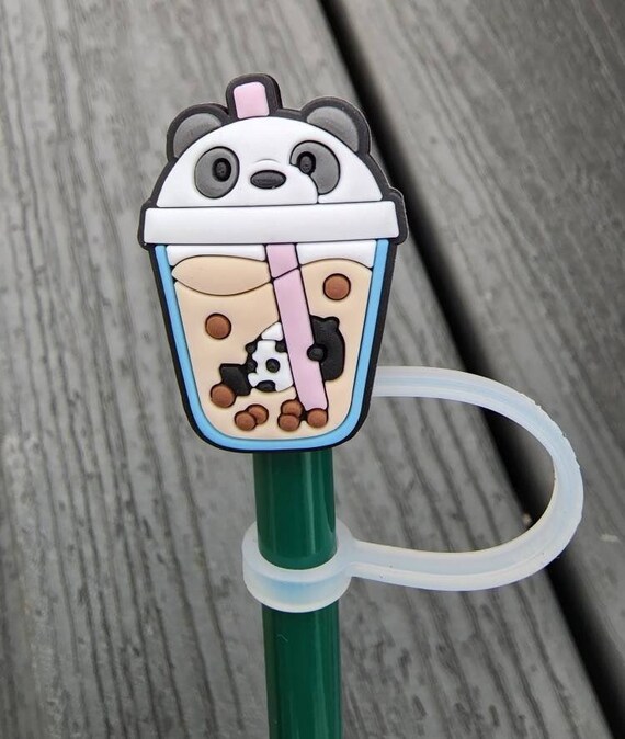 Straw Tips Cover, Reusable Straw Toppers, Kawaii Cow Silicone