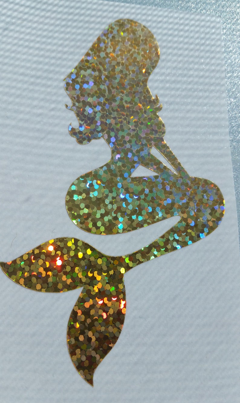 Mermaid Decal, Mermaid Car window sticker. RTIC YETI vinyl decal. Holographic glitter decal. Laptop sticker. Beach life. Aloha Beaches. image 8