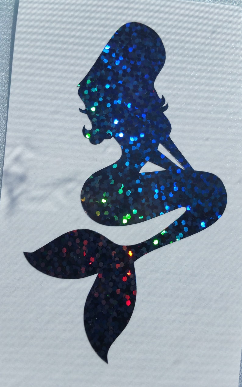 Mermaid Decal, Mermaid Car window sticker. RTIC YETI vinyl decal. Holographic glitter decal. Laptop sticker. Beach life. Aloha Beaches. image 9