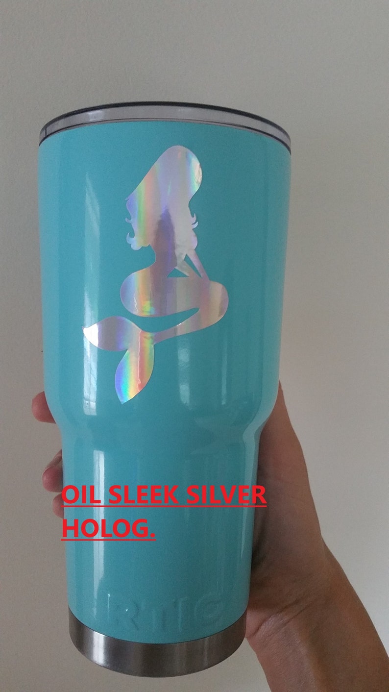 Mermaid Decal, Mermaid Car window sticker. RTIC YETI vinyl decal. Holographic glitter decal. Laptop sticker. Beach life. Aloha Beaches. image 2