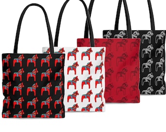 Dala Horse Tote Bag, Swedish Tote Bag, Scandinavian Tote Bag, Swedish Bag, Swedish Dala Horse, Nordic Bag, Swedish Gifts, Swedish Horse