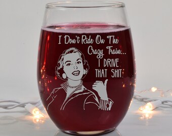 Pink Funny Mid Life Crisis Wine Glass:Mid life crisis just drink more fucking wine Great present for your family or friend!