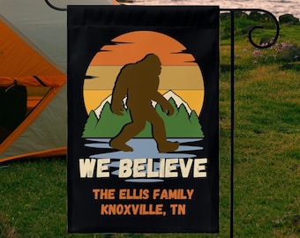Bigfoot Garden Flag, Personalized Camping Flag, Sasquatch Garden Flag, Funny Campsite Flag, Funny Camping Flags, Bigfoot Camping Flag