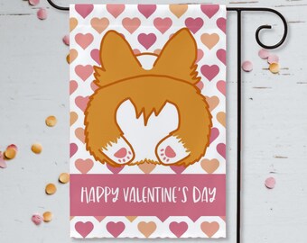 Corgi Valentine Garden Flag, Corgi Valentine Flag, Corgi Valentine's Day, Corgi Yard Sign, Corgi Yard Decor, Corgi Outdoor Decor