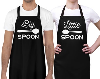 Big Spoon Little Spoon Aprons, Couples Aprons, Couple Apron Set, His and Hers Aprons, Kitchen Apron Couples, Mr and Mrs Aprons, Foodie Gift