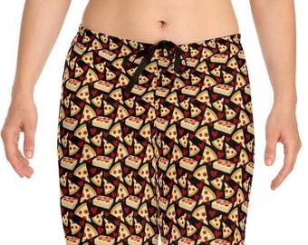 Pizza Pajama Pants, Pizza Valentine Pajamas, Womens Pizza Pajamas, Pizza PJ Pants, Pizza Pajama Bottoms, Pizza PJs, Valentines Pizza Pajamas